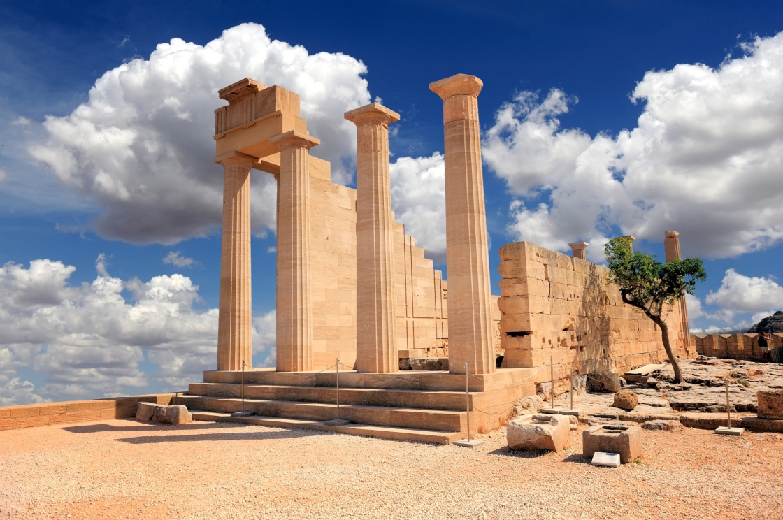 Ruins of ancient temple. Lindos. Rhodes island. Greece